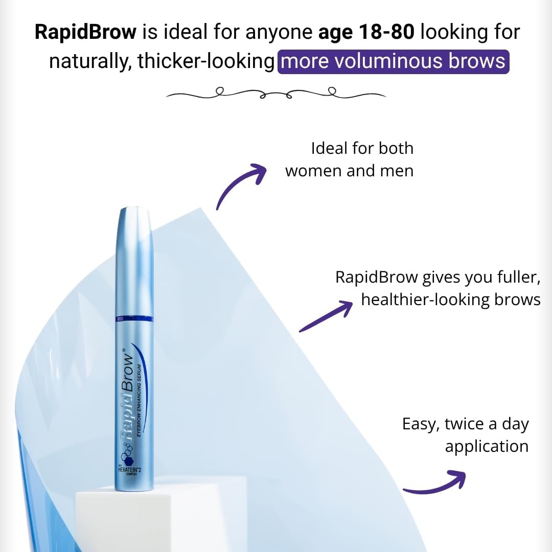 rapidBrow Enhancing Serum 3 mL - Hydrating Serum for Visibly Thicker-Looking Brows with Hexatein 2 Complex
