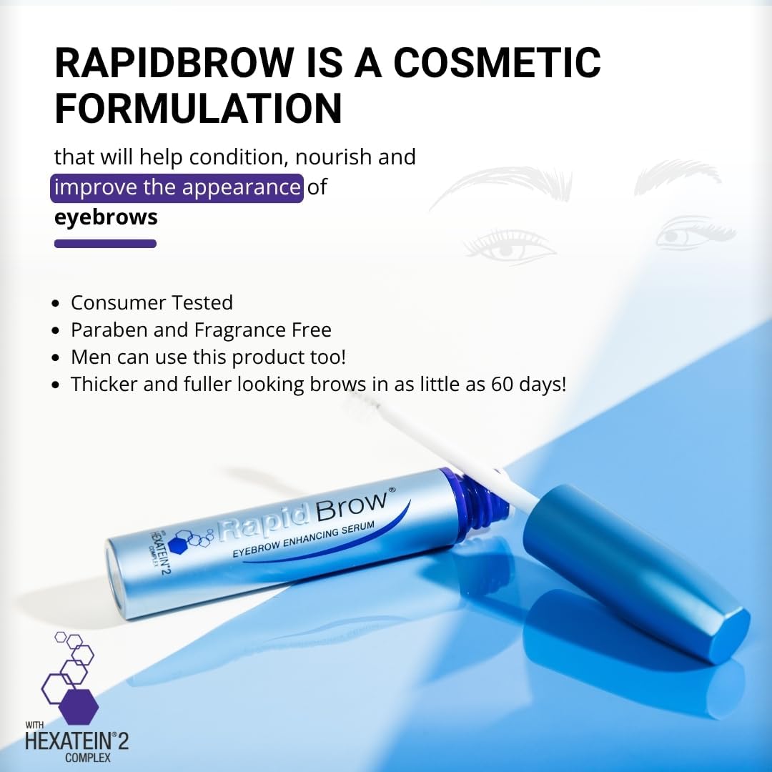 rapidBrow Enhancing Serum 3 mL - Hydrating Serum for Visibly Thicker-Looking Brows with Hexatein 2 Complex