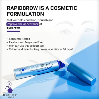 rapidBrow Enhancing Serum 3 mL - Hydrating Serum for Visibly Thicker-Looking Brows with Hexatein 2 Complex