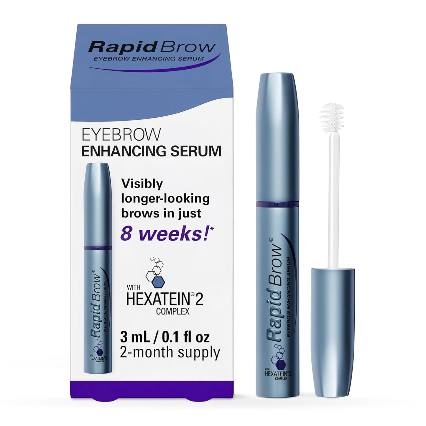 rapidBrow Enhancing Serum 3 mL - Hydrating Serum for Visibly Thicker-Looking Brows with Hexatein 2 Complex